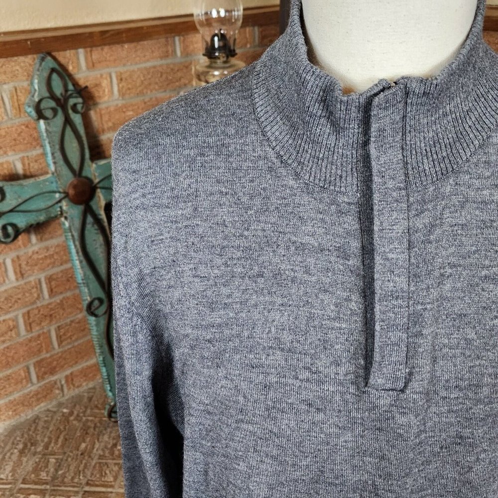 Alan Flusser Merino Wool Blend 1/4 Zip Pullover Sweater Gray Size XXL